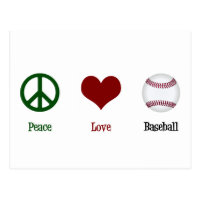 Peace Love Baseball Postcard