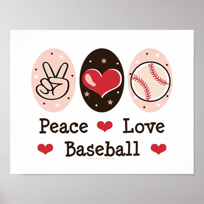 Peace Love Baseball Poster