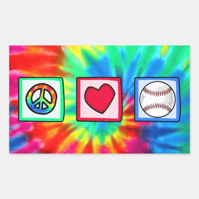 Peace, Love, Baseball Rectangular Sticker (Front)