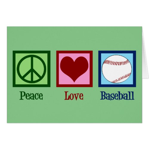 Peace Love Baseball Team Green Christmas Card