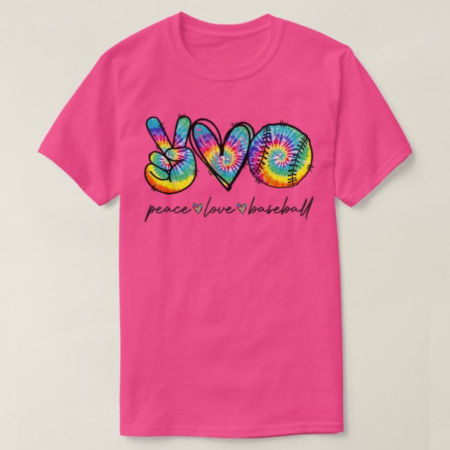 Peace Love Baseball Tie Dye Cute Baseball Lovers  T-Shirt (Design Front)
