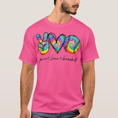 Peace Love Baseball Tie Dye Cute Baseball Lovers  T_Shirt