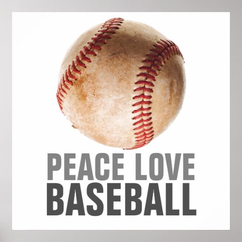 Peace Love Baseball Unique Motivational Artwork Poster
