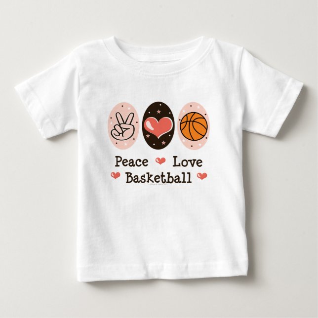 Peace Love Basketball Baby T-shirt (Front)