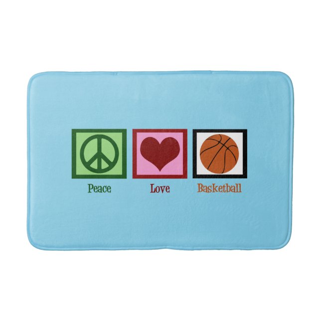 Peace Love Basketball Bathroom Mat (Front)