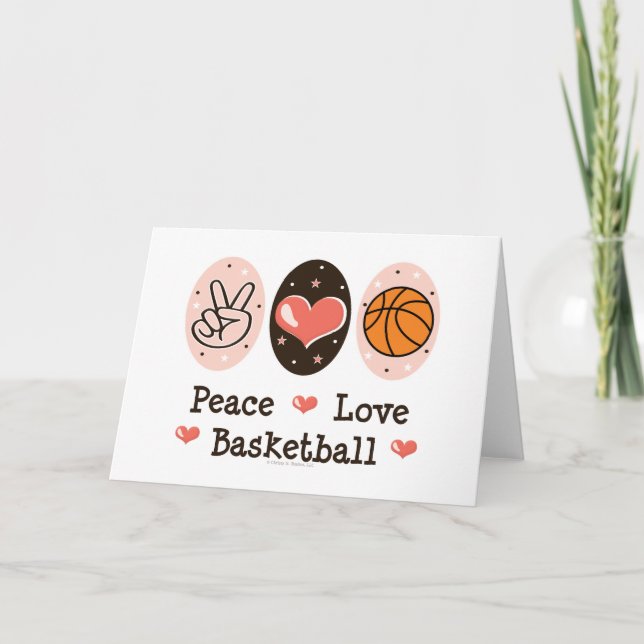 Peace Love Basketball Blank Greeting Card (Front)