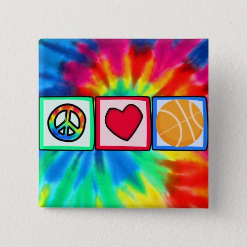 Peace Love Basketball Button