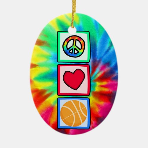 Peace Love Basketball Ceramic Ornament