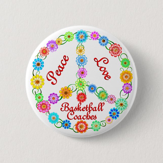 PEACE LOVE BASKETBALL COACHES BUTTON (Front)