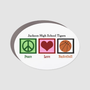 Peace Love Basketball Custom School Team Name Car Magnet