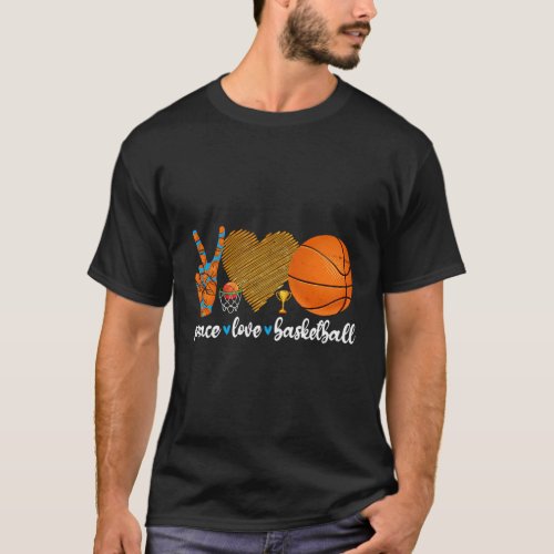 Peace Love Basketball Game Day For Dad Mom T_Shirt