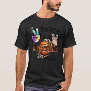 Peace Love Basketball Gigi Life Mom Grandma Leopar T-Shirt