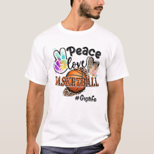Peace Love Basketball Gigi Life Mom Grandma Leopar T-Shirt
