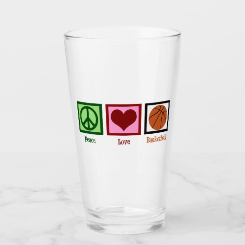 Peace Love Basketball Glass