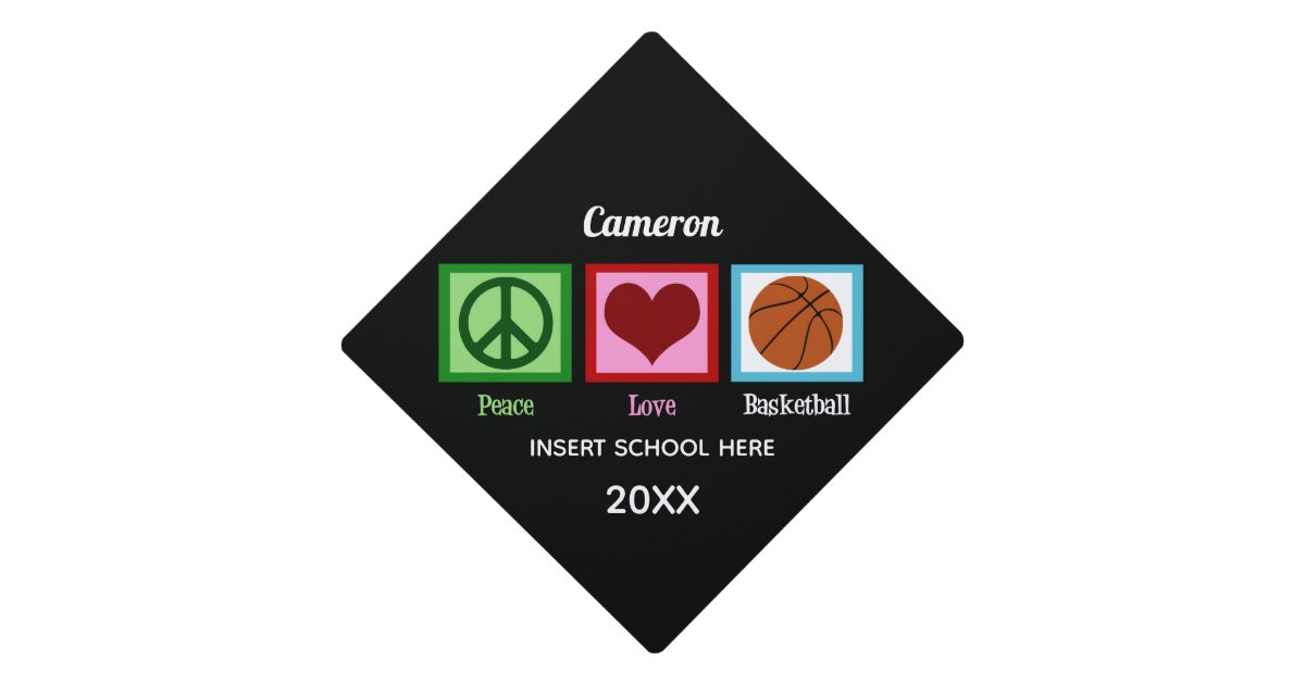 Peace Love Basketball Graduation Cap Topper Zazzle Com