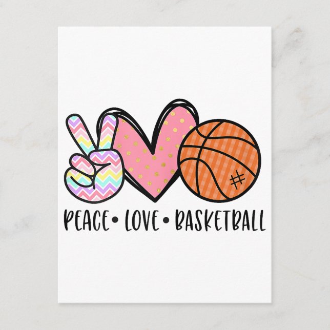 Peace Love Basketball Heart for Women Teens Tween  Enclosure Card (Front)