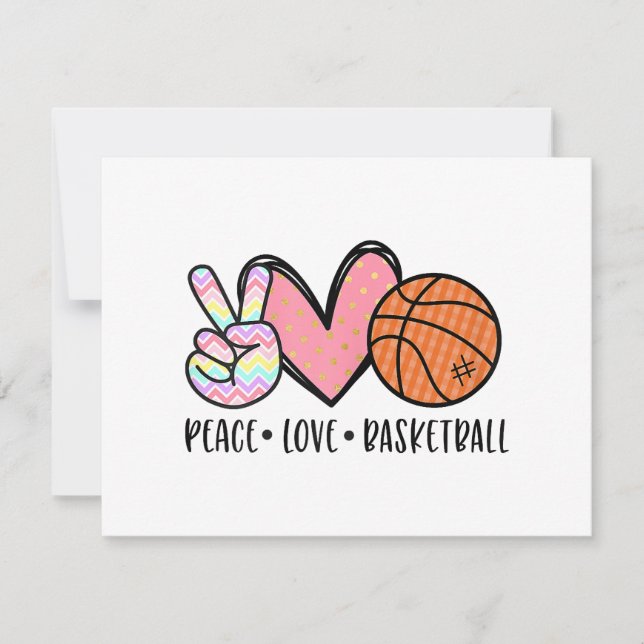 Peace Love Basketball Heart for Women Teens Tween  Holiday Card (Front)