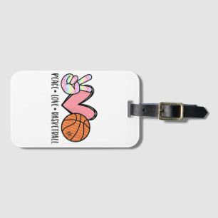 Peace Love Basketball Heart for Women Teens Tween Luggage Tag