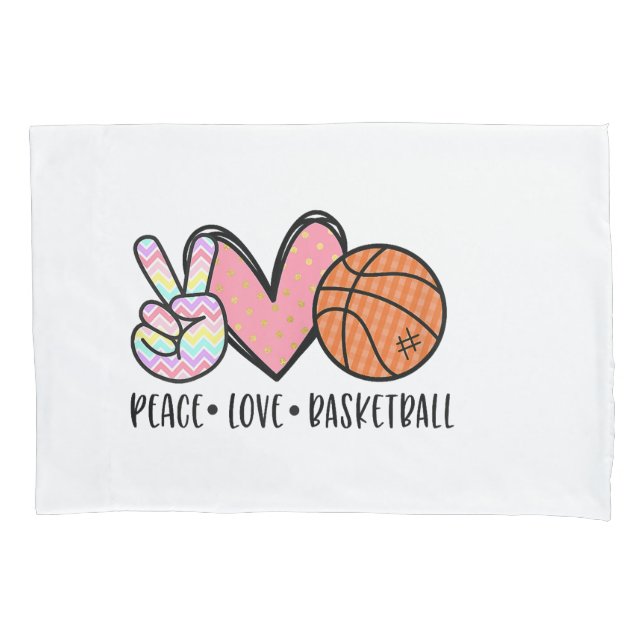 Peace Love Basketball Heart for Women Teens Tween  Pillow Case (Front)