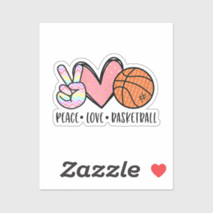 Peace Love Basketball Heart for Women Teens Tween Sticker