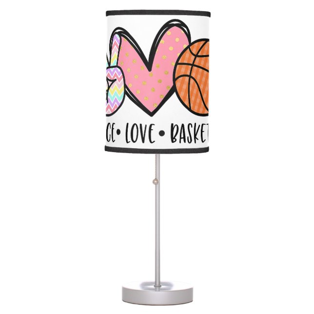 Peace Love Basketball Heart for Women Teens Tween  Table Lamp (Front)