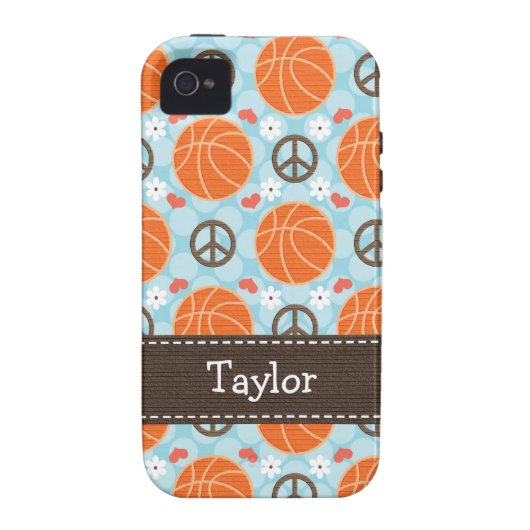 Peace Love Basketball iPhone 4 Case Mate Tough Cov (Back)