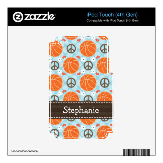 Peace Love Basketball iPod Touch Skin 4g 4th Gen