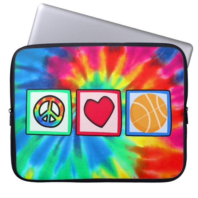 Peace, Love, Basketball Laptop Sleeve (Front)