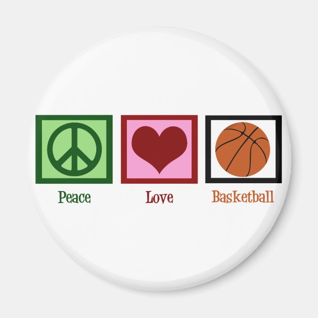 Peace Love Basketball Magnet (Front)