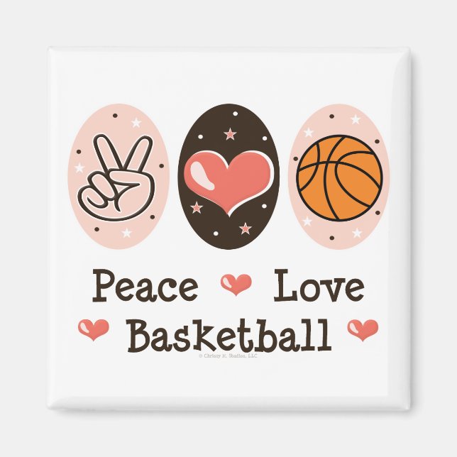 Peace Love Basketball Magnet (Front)