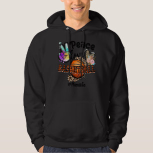 Peace Love Basketball Mimi Life Mom Grandma Leopar Hoodie