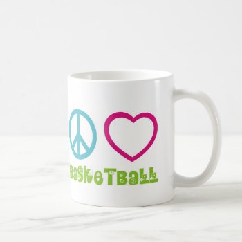 Peace Love Basketball Mug by PolkaDotTees at Zazzle