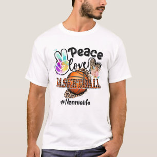 Peace Love Basketball Nannie Life Mom Grandma Leop T-Shirt