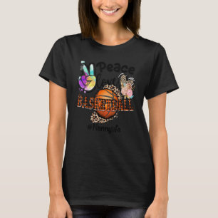 Peace Love Basketball Nanny Life Mom Grandma Leopa T-Shirt