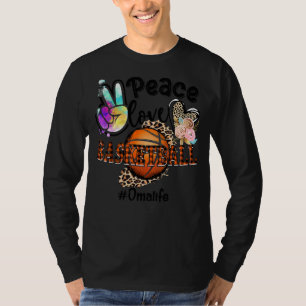 Peace Love Basketball Oma Life Mom Grandma Leopard T-Shirt
