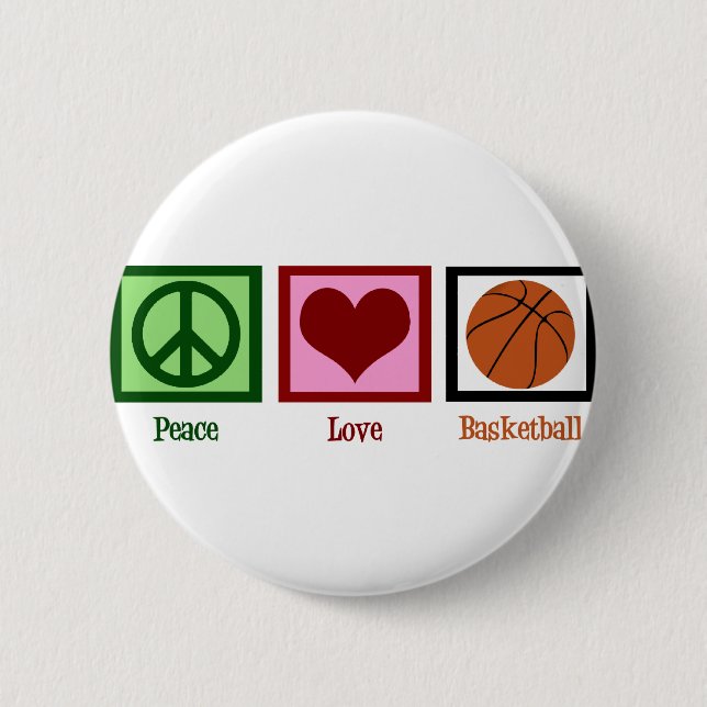 Peace Love Basketball Pinback Button (Front)