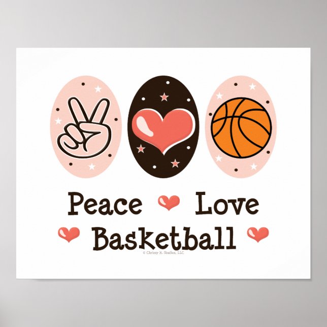 Peace Love Basketball Poster (Front)