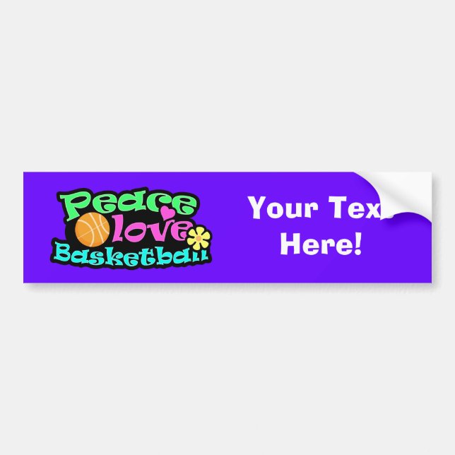 Peace, Love, Basketball; Retro Bumper Sticker (Front)