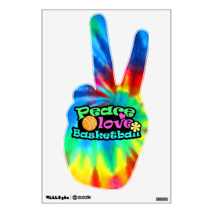 Peace, Love, Basketball; Retro Wall Decal