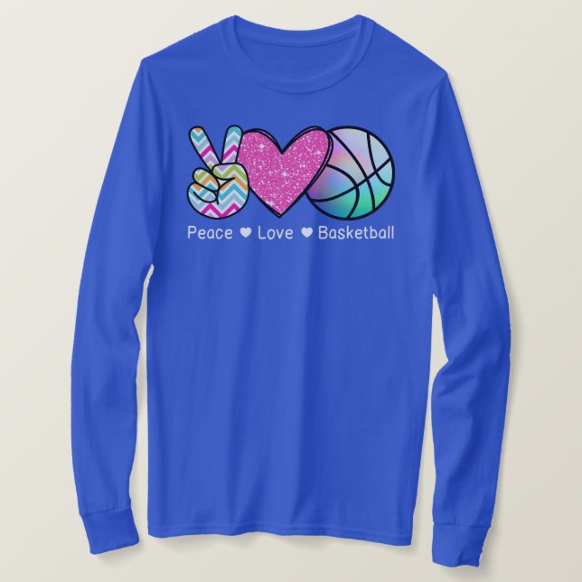 Peace Love Basketball  T-Shirt (Design Front)