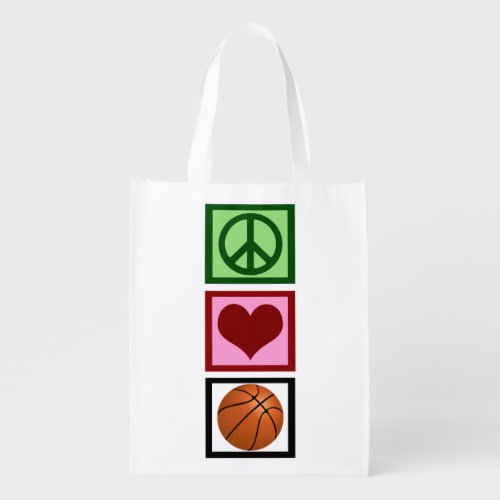 Peace Love Basketball Vertical Grocery Bag