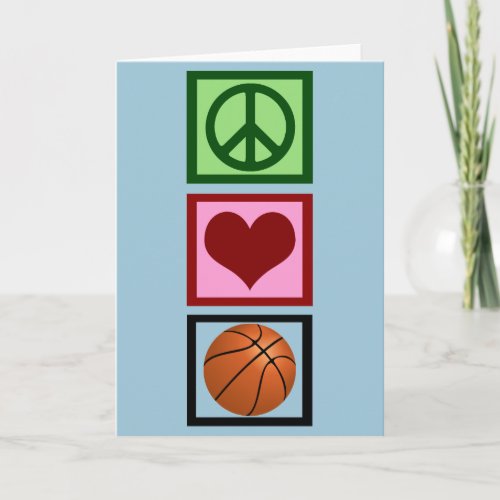 Peace Love Basketball Vertical Holiday Card