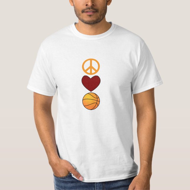 PEACE LOVE BASKETBALL (vertical) T-Shirt (Front)