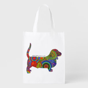 "Peace Love & Basset Hounds" Pop Art Tote