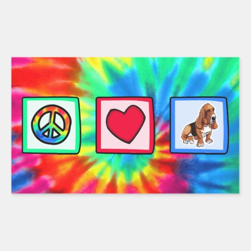 Peace Love Basset Hounds Rectangular Sticker