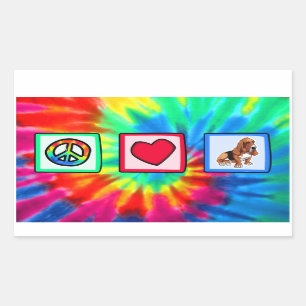 Peace, Love, Basset Hounds Rectangular Sticker