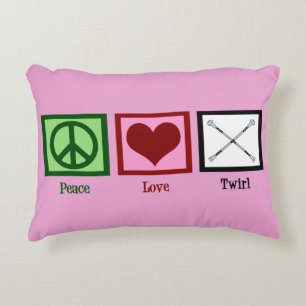 Peace Love Baton Twirl Decorative Pillow