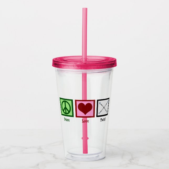 Peace Love Baton Twirling Acrylic Tumbler (Front)