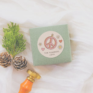 Peace & Love Bauble Retro Groovy Christmas Holiday Classic Round Sticker