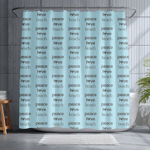 Peace Love Beach Blue Coastal Life Nautical Decor Shower Curtain